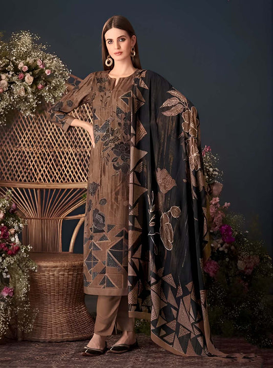 Unstitched Pure Pashmina Winter Suit Dress Material for Women