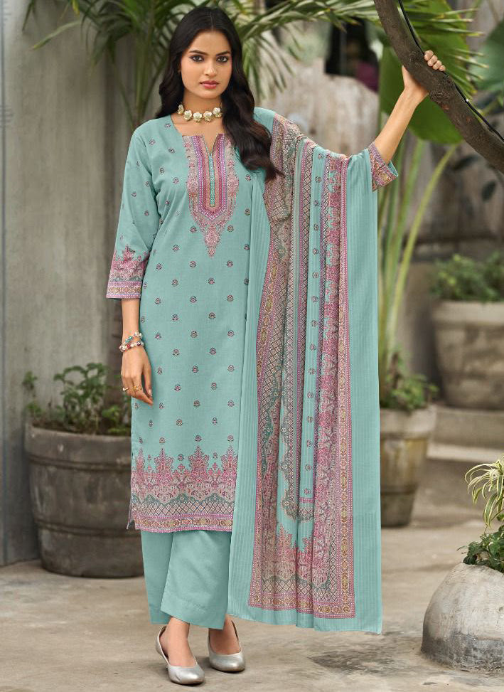 Women’s Printed Cotton Unstitched Salwar Suit Material with Dupatta