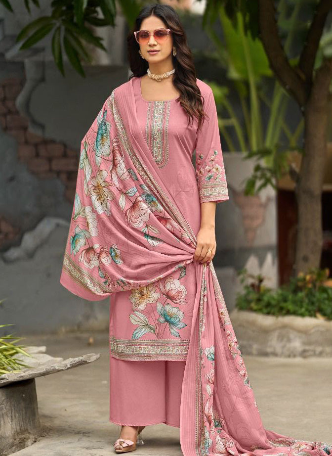 Elegant Printed Unstitched Cotton Suit Dress Material for Women