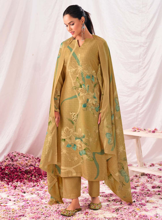 Pure Pashmina Printed Unstitched Winter Salwar Suit Dress Material