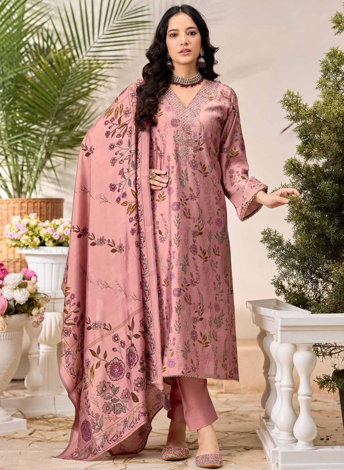 Party Wear Pure Muslin Silk Unstitched Salwar Suit Material for Women
