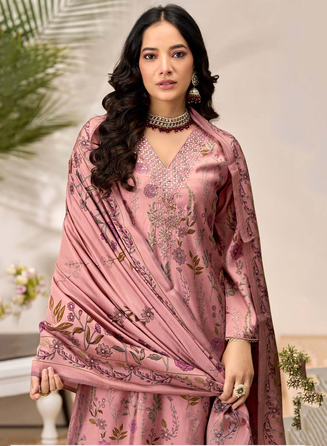 Party Wear Pure Muslin Silk Unstitched Salwar Suit Material for Women