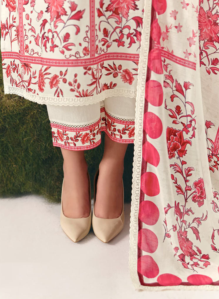 Pure Lawn Cotton Unstitched Suit Material with Embroidery for Women