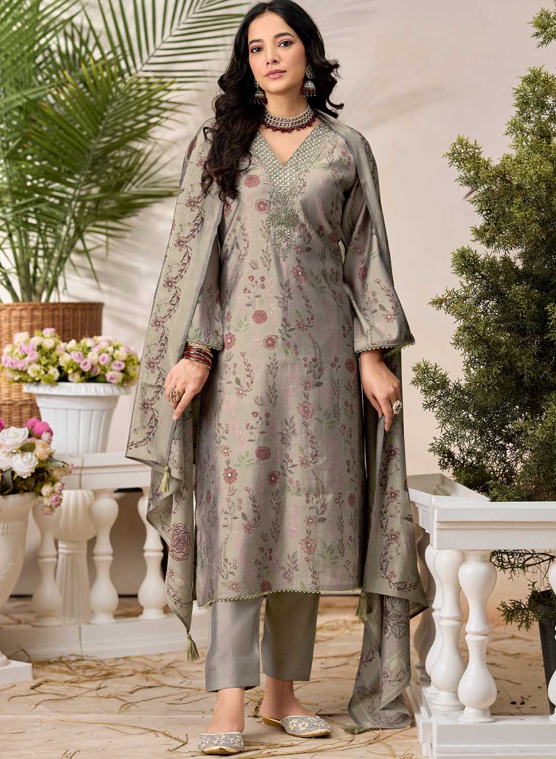 Party Wear Pure Muslin Silk Unstitched Salwar Suit Dress Material for Women