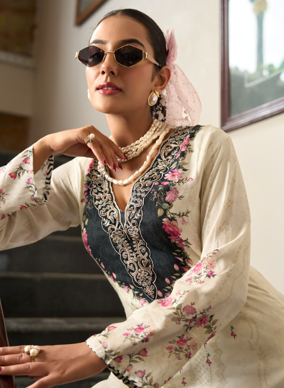 Party Wear Muslin Unstitched Suit Dress Material with Dupatta for Women