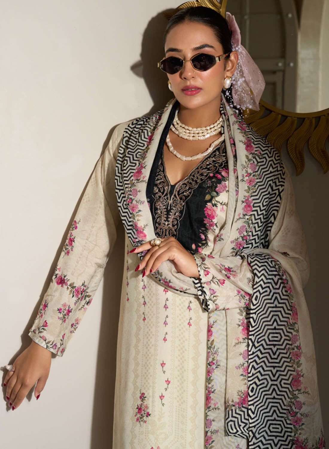 Party Wear Muslin Unstitched Suit Dress Material with Dupatta for Women