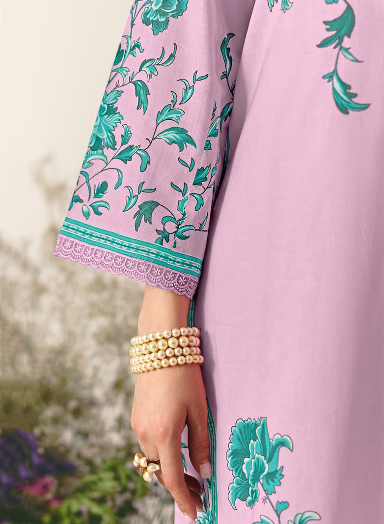 Pure Cotton Pink Unstitched Suit Material with Embroidery for Women
