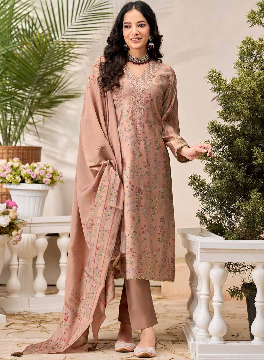 Party Wear Pure Muslin Silk Unstitched Salwar Suit Fabric Material for Women