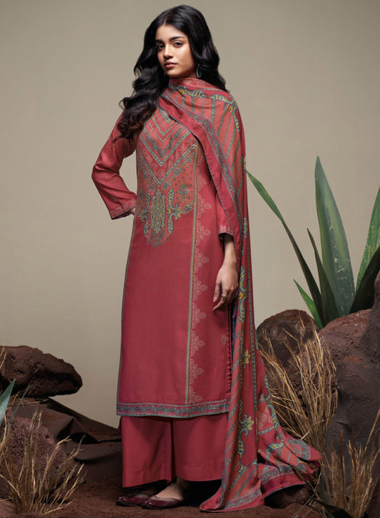 Ganga Woolen Pashmina Winter Unstitched Suit Set Dress Material