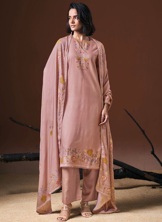 Ganga Unstitched Winter Woolen Pashmina Suit Set Material for Women