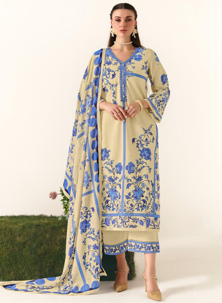 Designer Pure Cotton Unstitched Suit Material with Embroidery for Women