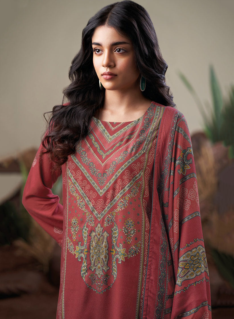 Ganga Woolen Pashmina Winter Unstitched Suit Set Dress Material