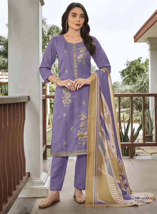 Pashmina Unstitched Winter Salwar Suit Set Material with Embroidery