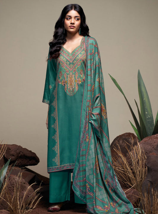 Ganga Woolen Pashmina Winter Unstitched Salwar Suit Set Dress Material