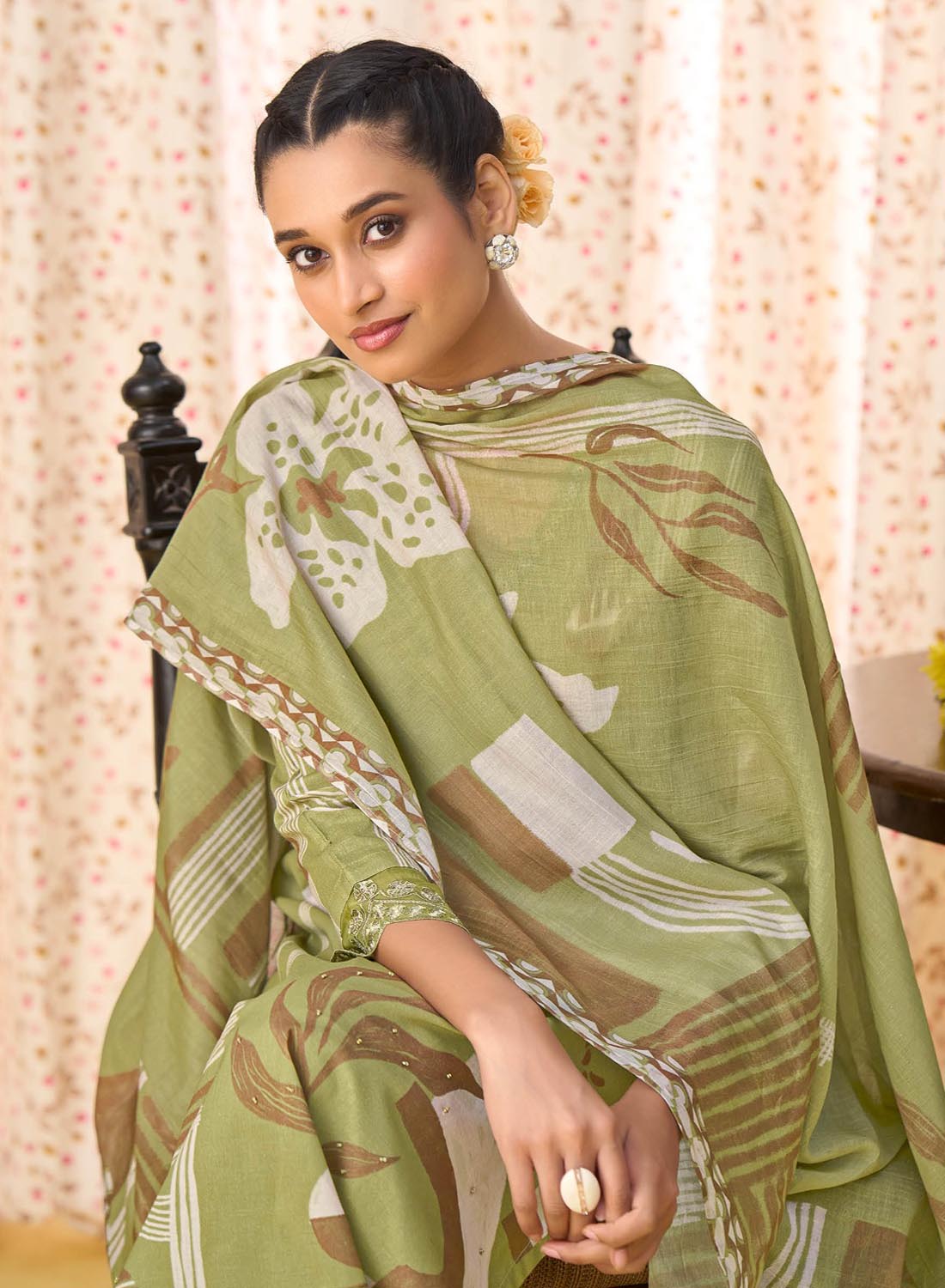 Elegant Pure Cotton Unstitched Suit Fabric for Women with Dupatta