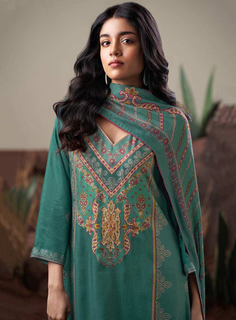 Ganga Woolen Pashmina Winter Unstitched Salwar Suit Set Dress Material