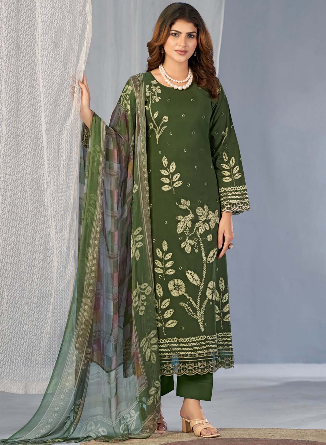 Pure Lawn Cotton Pakistani Print Unstitched Suit Material with Dupatta