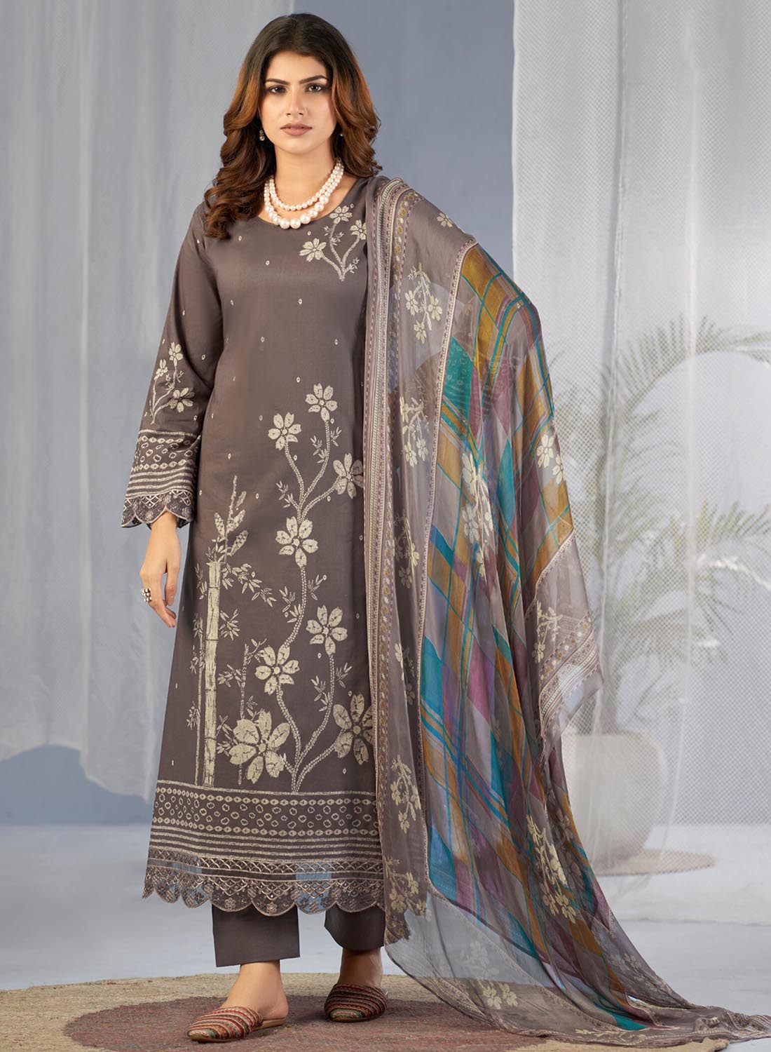 Pure Cotton Pakistani Print Unstitched Suit Material with Dupatta