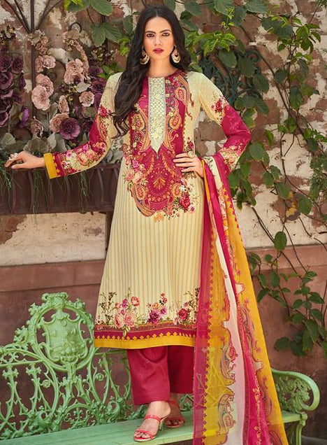 Women Unstitched Cotton Silk Unstitched Salwar Suit with Embroidery