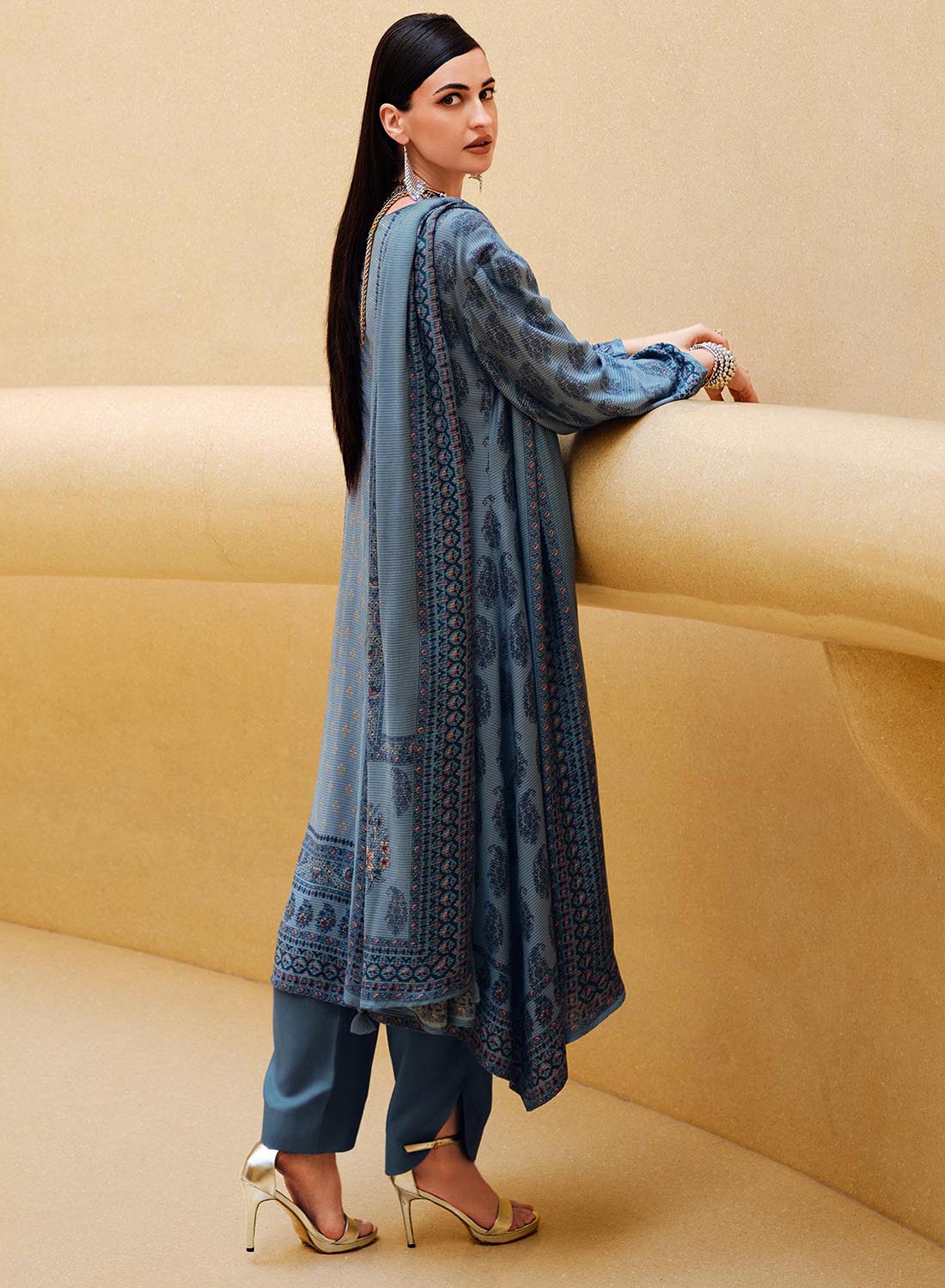 Pashmina Unstitched Winter Salwar Suit Set Material with Embroidery