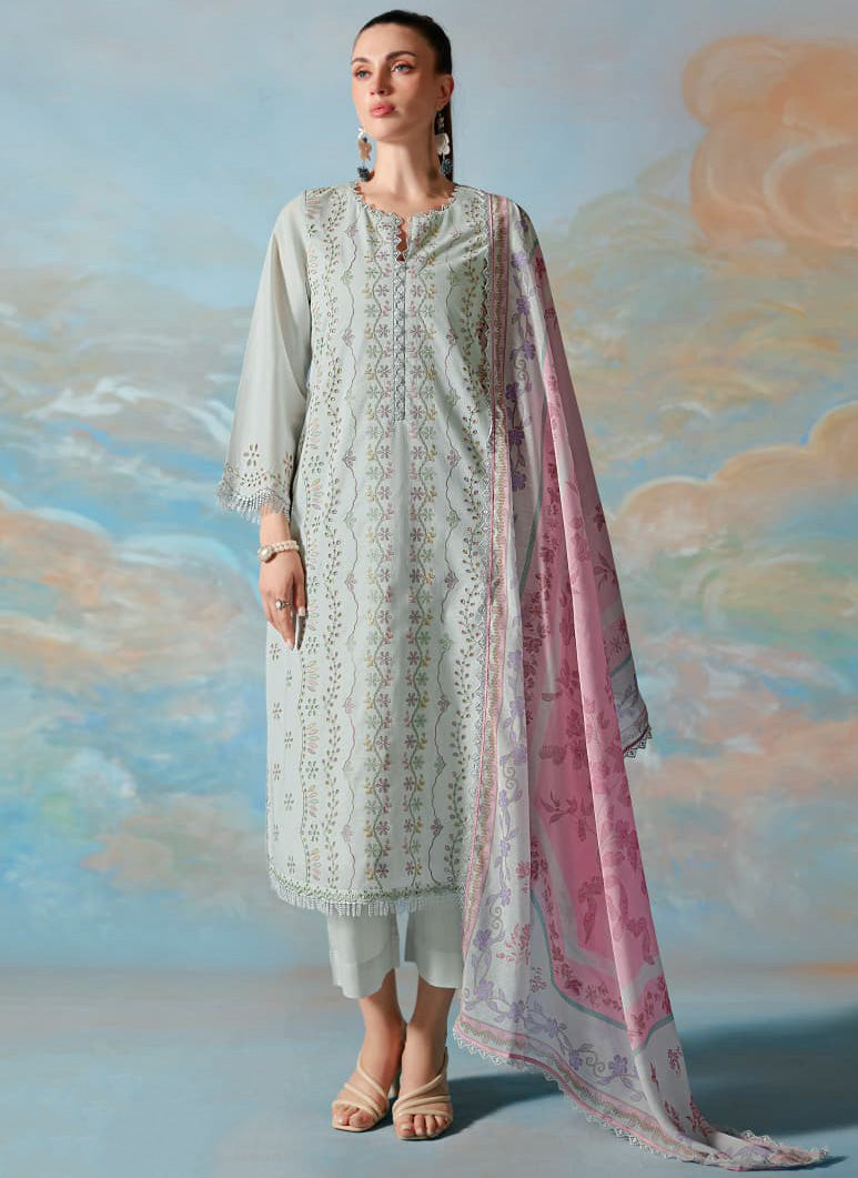 Designer Pure Lawn Cotton Unstitched Suit Set Material for Women