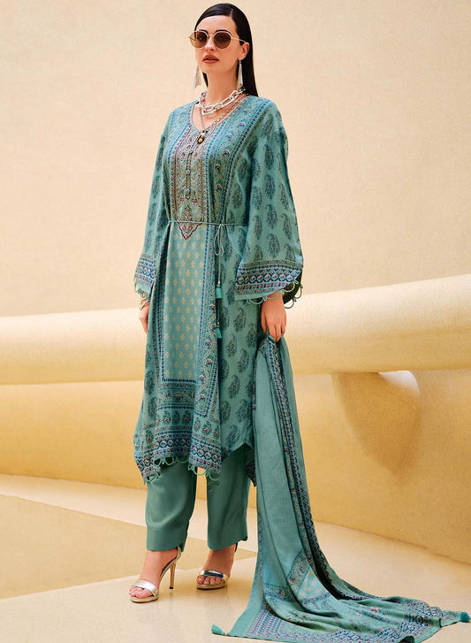 Pashmina Unstitched Winter Salwar Suit Set Dress Material with Embroidery