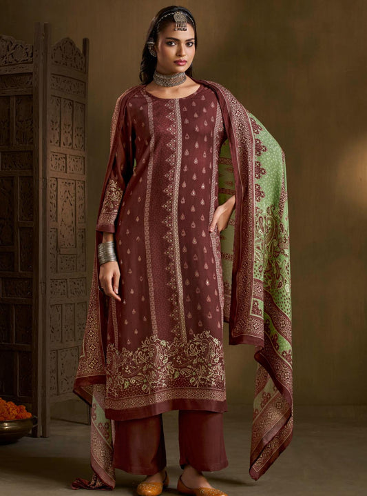 Printed Unstitched Pashmina Winter Salwar Suit Material for Women