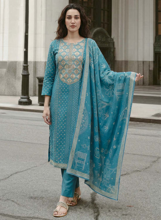 Women Pure Cotton Lawn Printed Unstitched Salwar Suit with Dupatta