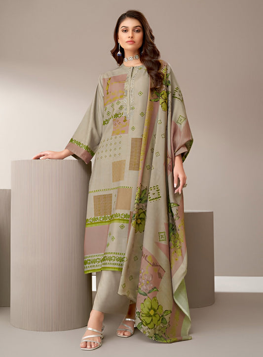 Pashmina Winter Suit Dress Material with Embroidery for Ladies