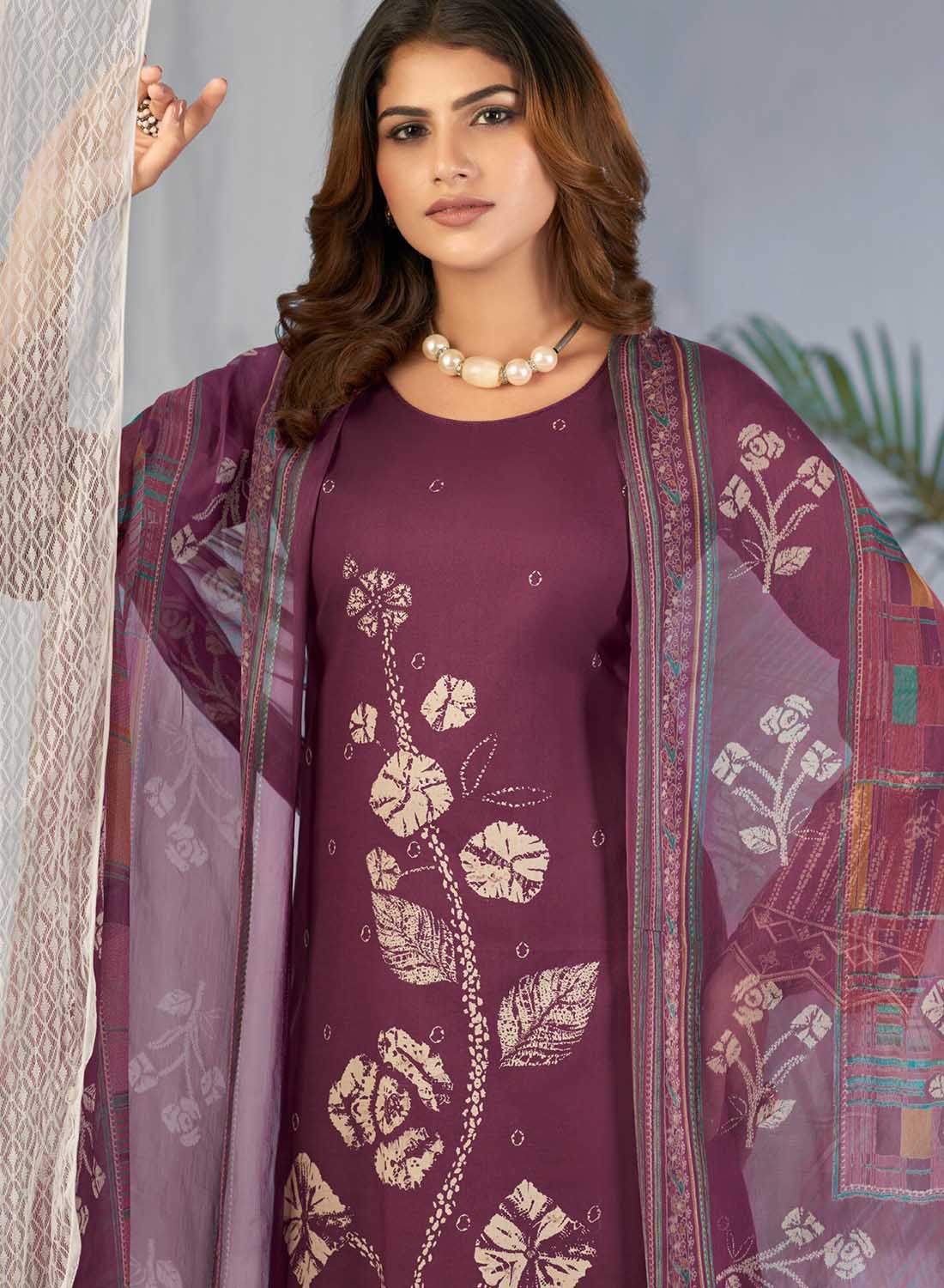 Pakistani Print Unstitched Cotton Suit Material with Dupatta