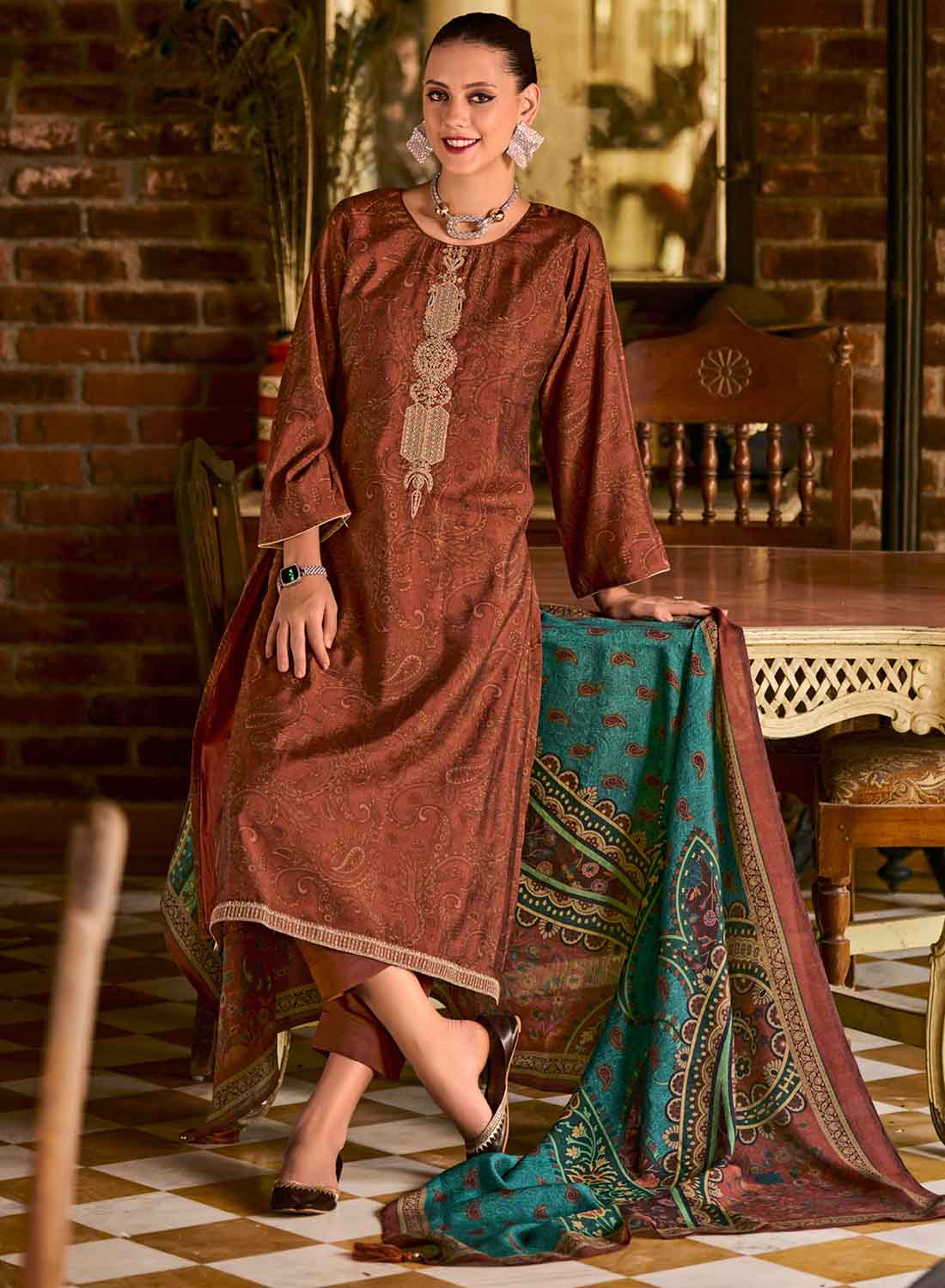 Party Wear Pure Muslin Unstitched Suit Dress Material with Dupatta