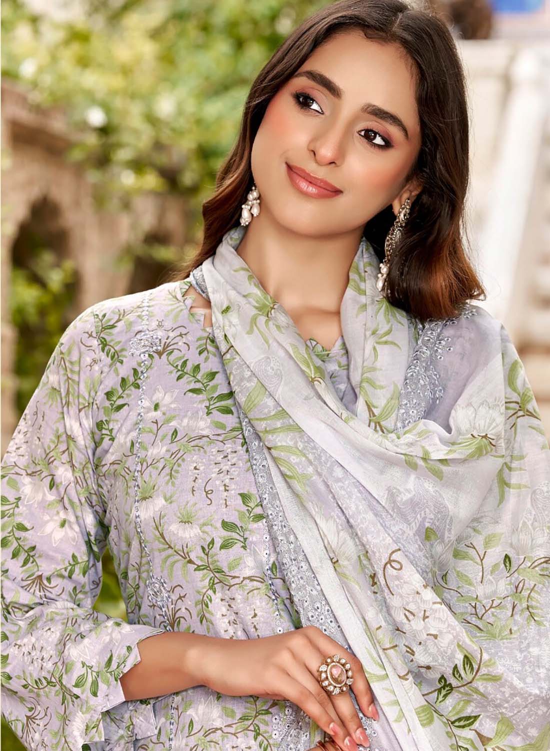Pure Cotton Unstitched Pakistani Suit Material with Chikankari Embroidery Grey