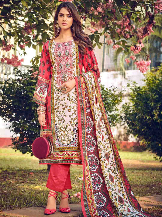 Women's Pakistani Print Unstitched Cotton Suit Dress Material
