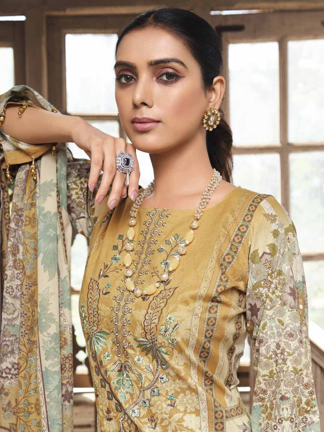 Belliza Pakistani Print Unstitched Women Cotton Suit Material