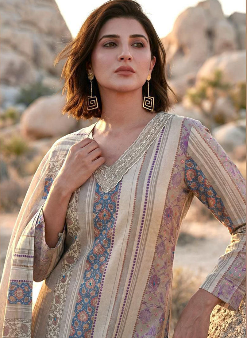 Pure Cotton Printed Unstitched Salwar Suit Set Dress Material for Women