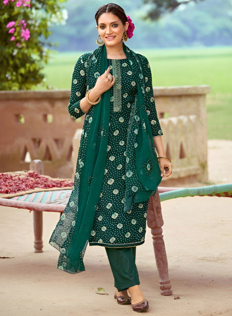 Women Printed Cotton Unstitched Salwar Suit with Embroidery