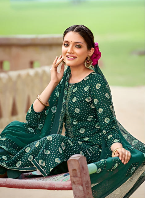 Women Printed Cotton Unstitched Salwar Suit with Embroidery