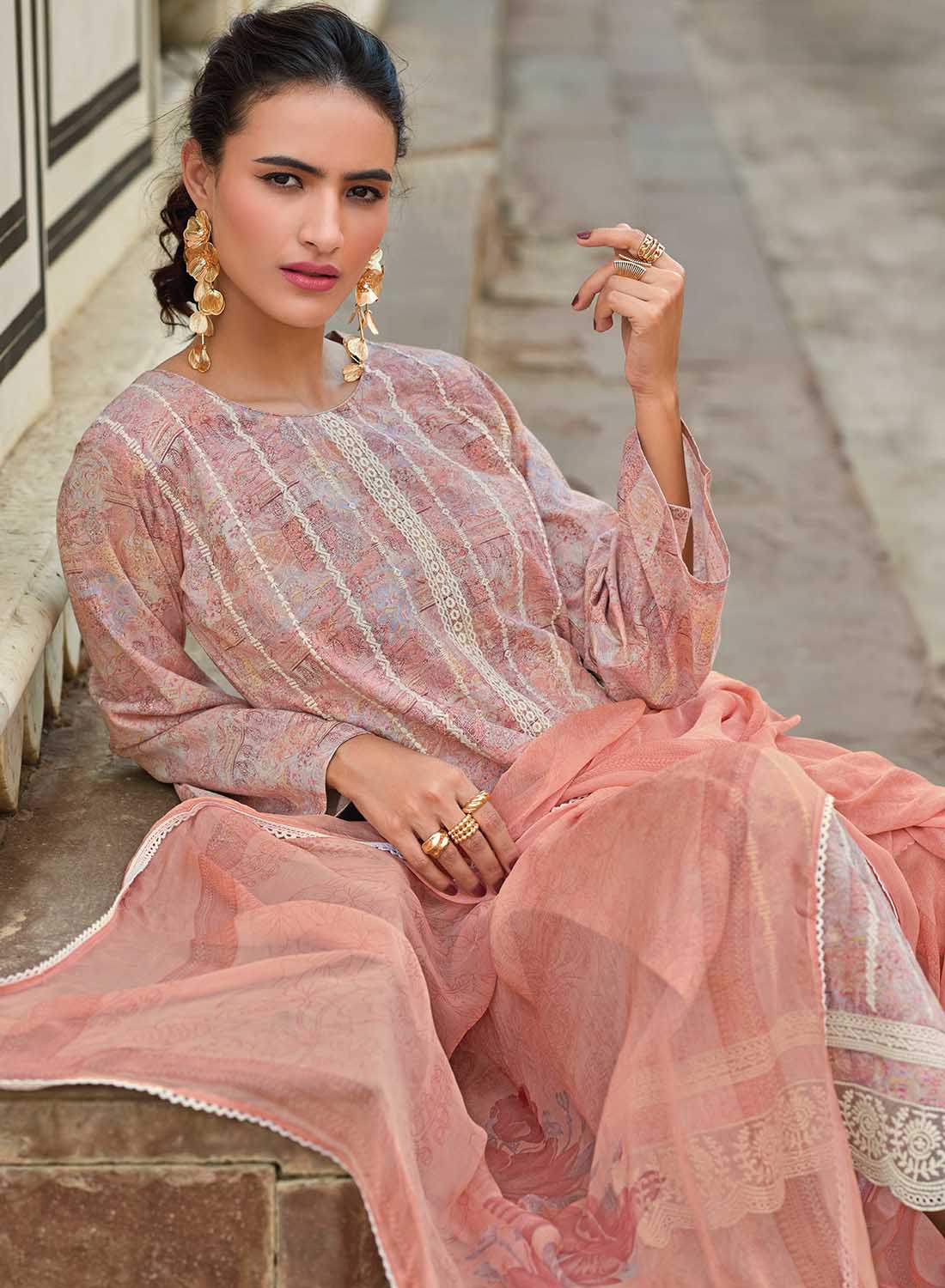 Kilory Pure Lawn Cotton Unstitched Suit Material with Fancy Embroidery