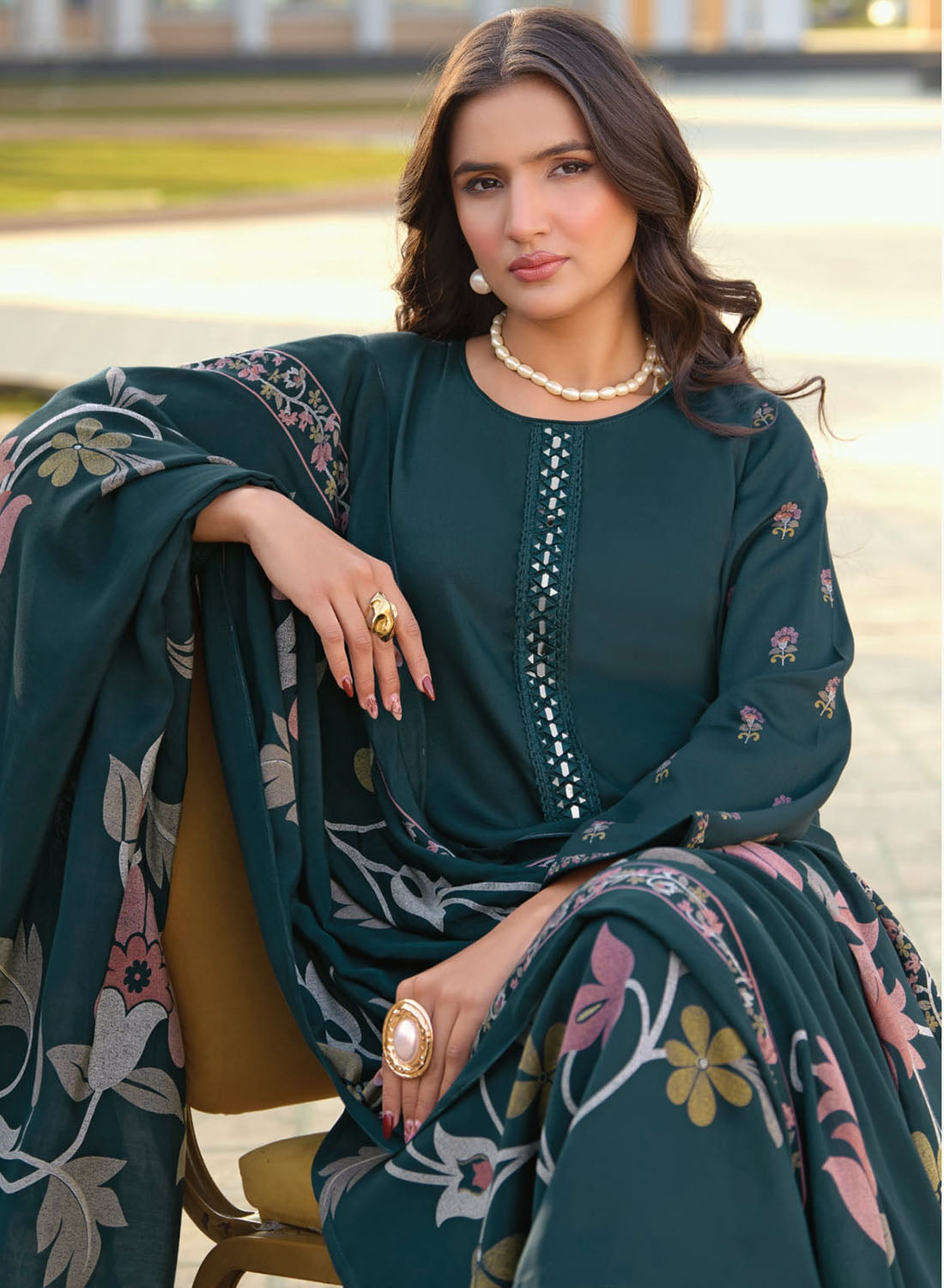 Party Wear Muslin Silk Unstitched Salwar Suit Material for Women