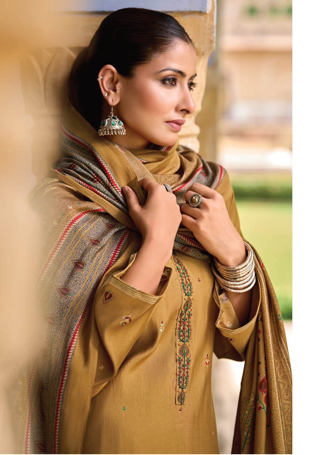 Fancy Muslin Silk Unstitched Salwar Suit Material for Women with Dupatta