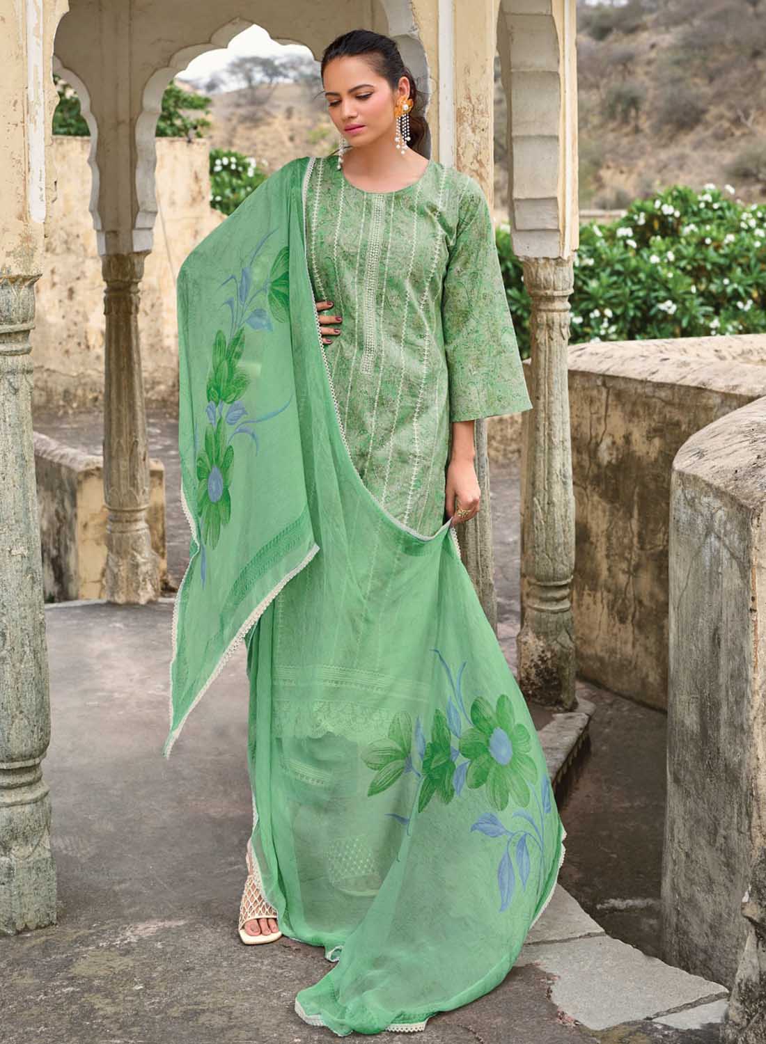 Women's Pure Lawn Cotton Unstitched Suit Fabric with Embroidery