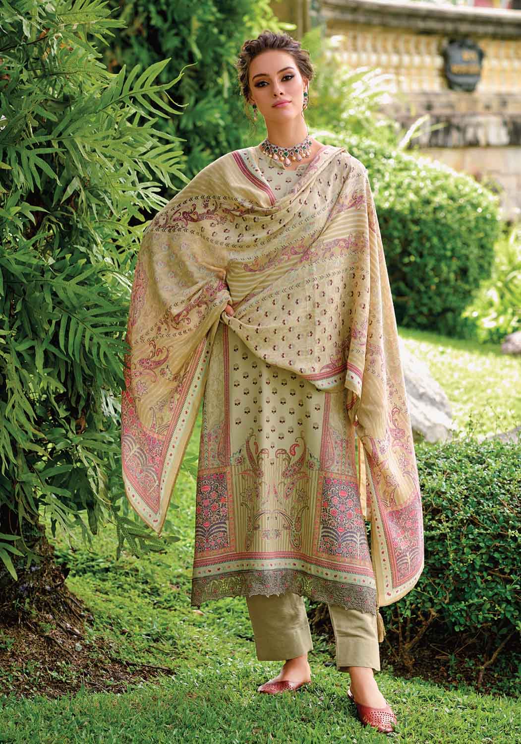 Kilory Green Unstitched Pashmina Winter Suits Material for Women Kilory Trends