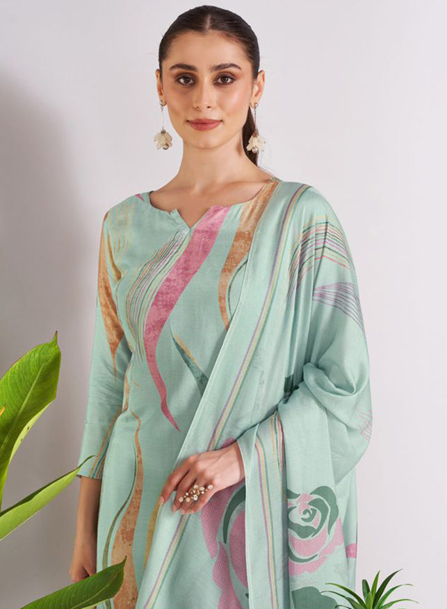 Pure Muslin Printed Unstitched Salwar Suit Set Fabric for Women