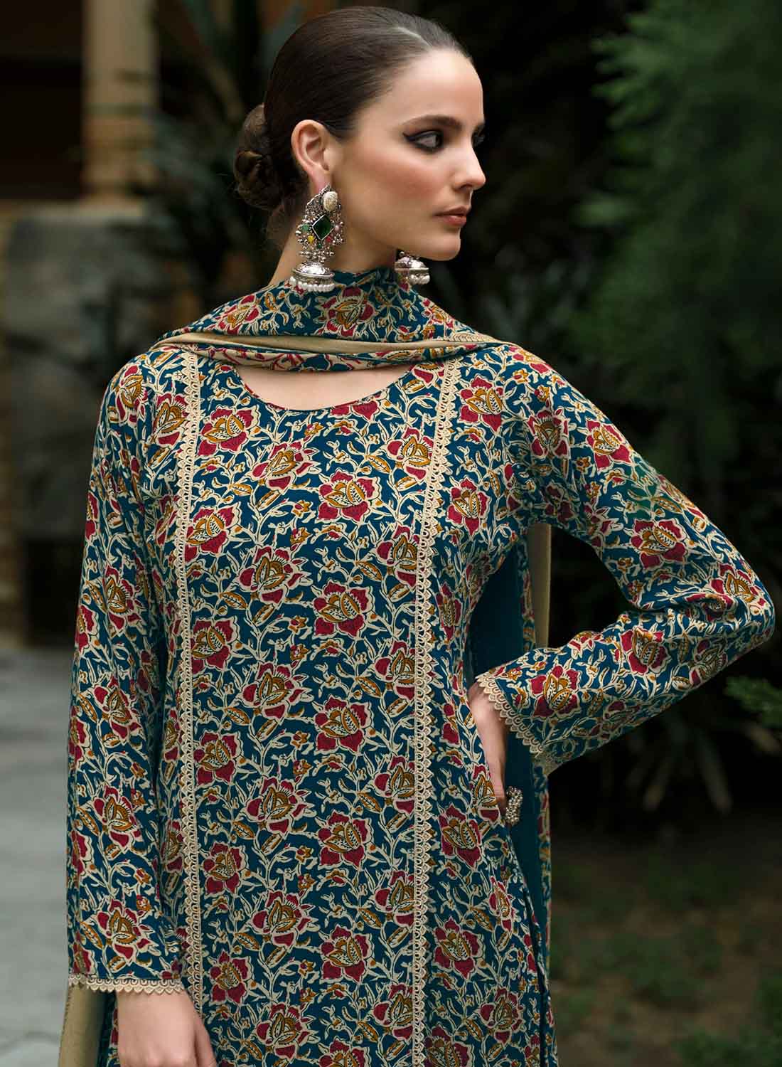Pure Pashmina Unstitched Winter Suit Set Material with Embroidery
