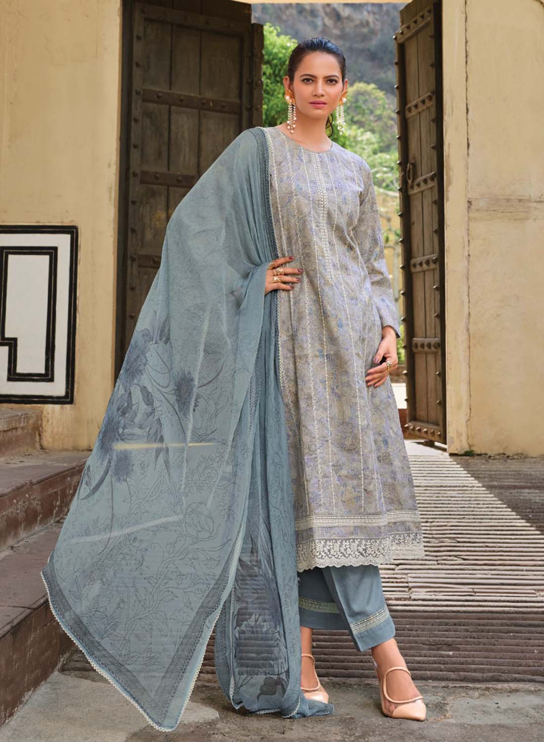 Pure Lawn Cotton Unstitched Suit Fabric Dress Material for Ladies