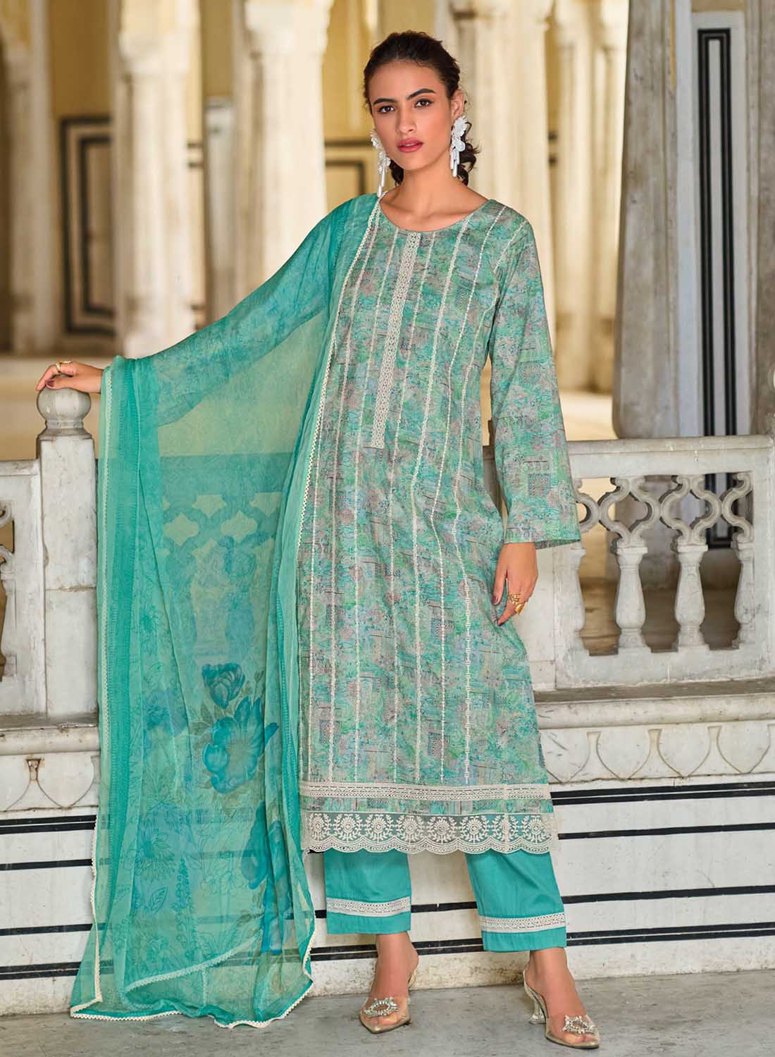 Pure Lawn Cotton Embroidered Unstitched Suit Material for Women