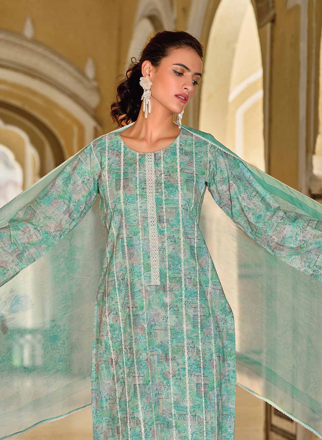 Pure Lawn Cotton Embroidered Unstitched Suit Material for Women