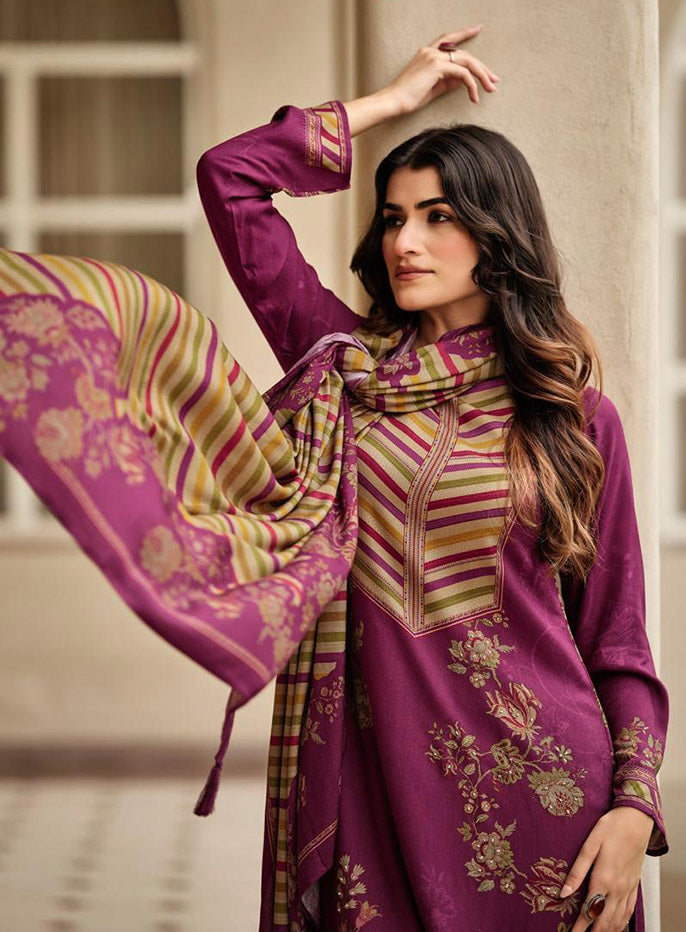 Winter Pashmina Unstitched Salwar Suit Dress Material for Women