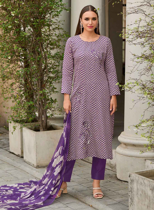 Kilory Unstitched Cotton Salwar Suit Material with Fancy Work