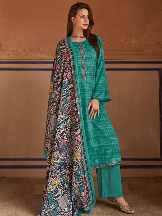 Mumtaz Arts Unstitched Pashmina Winter Suit Dress Material for Ladies